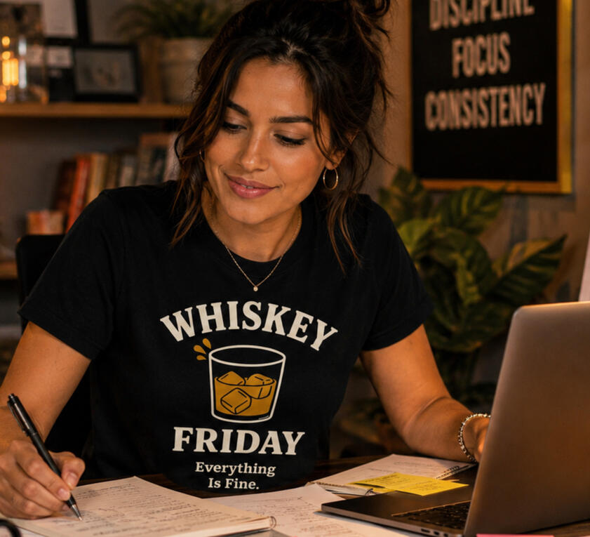 Whiskey Friday Rocks T-shirt Everything is Fine